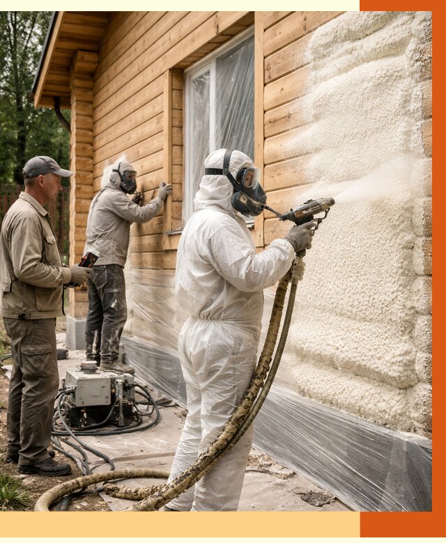 Утепление дома из бруса ППУ в Нефтекамске от 3953 руб/м2 под ключ | ТепломастерНтк