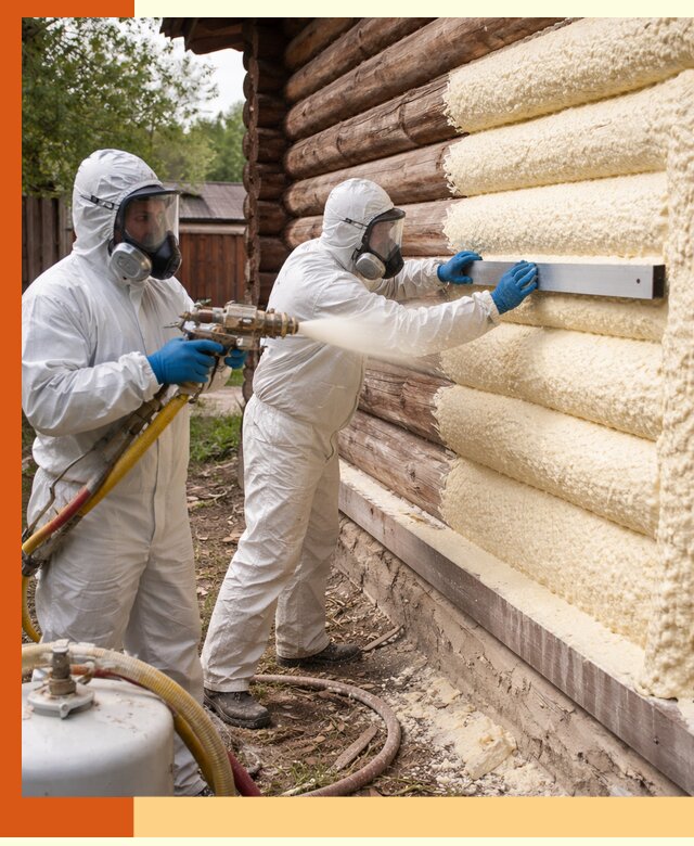 Утепление бревенчатого дома ППУ в Нефтекамске эффективной изоляцией