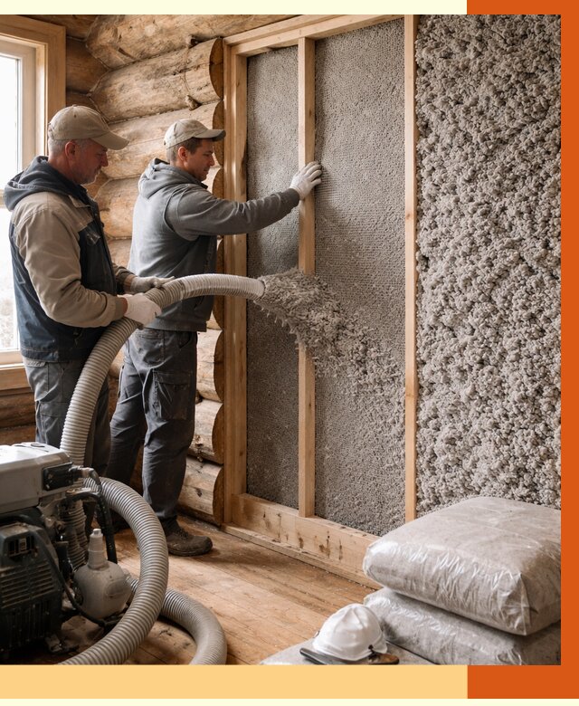 Утепление бревенчатого дома эковатой в Нефтекамске от 2824 руб. | ТепломастерНтк