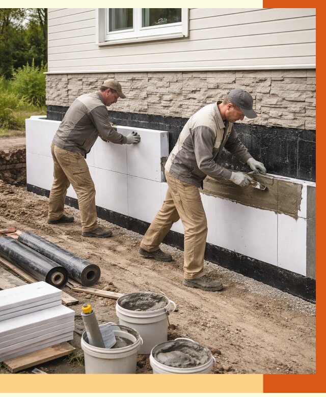 Утепление фундамента снаружи в Нефтекамске от 4313 руб. за м² | ТепломастерНтк