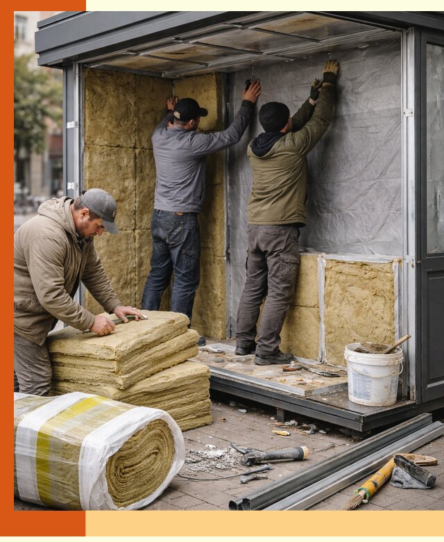 Утепление павильона шаурмы под ключ в Нефтекамске