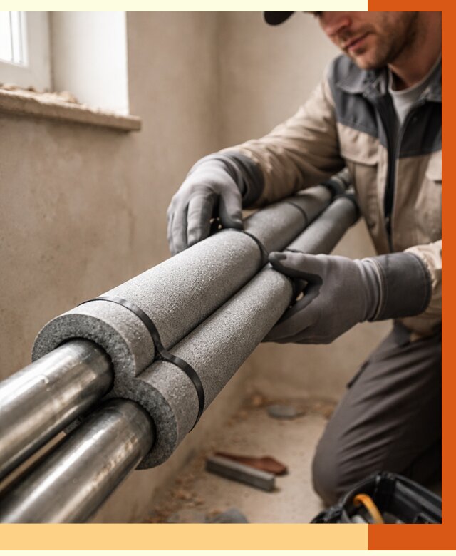 Утепление труб отопления в Нефтекамске от 2926 руб. за м² — услуги под ключ | ТепломастерНтк