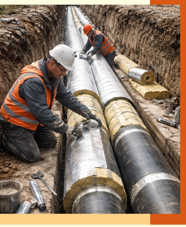 Утепление теплотрассы в Нефтекамске от 4621 руб./м2 — ппу и комплексная изоляция | ТепломастерНтк