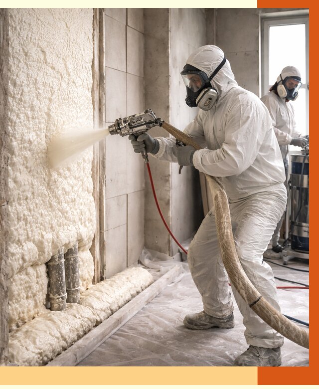 Напыление пенополиуретана в Нефтекамске от 7701 руб./м2 — услуги и монтаж ППУ | ТепломастерНтк