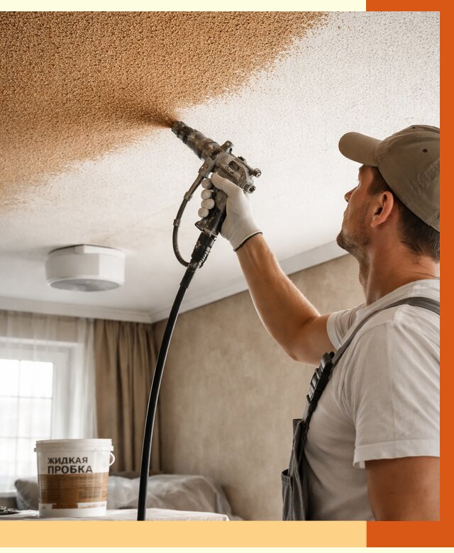 Утепление потолка жидкой пробкой в Нефтекамске от 3594 руб. | ТепломастерНтк