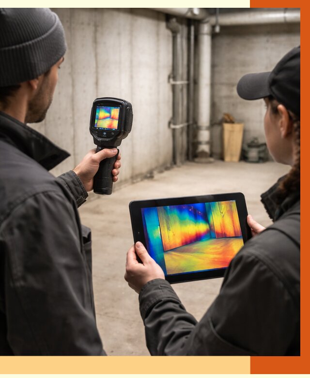 Тепловизионное обследование подвала в Нефтекамске от 4621 руб. — проверка гидроизоляции | ТепломастерНтк