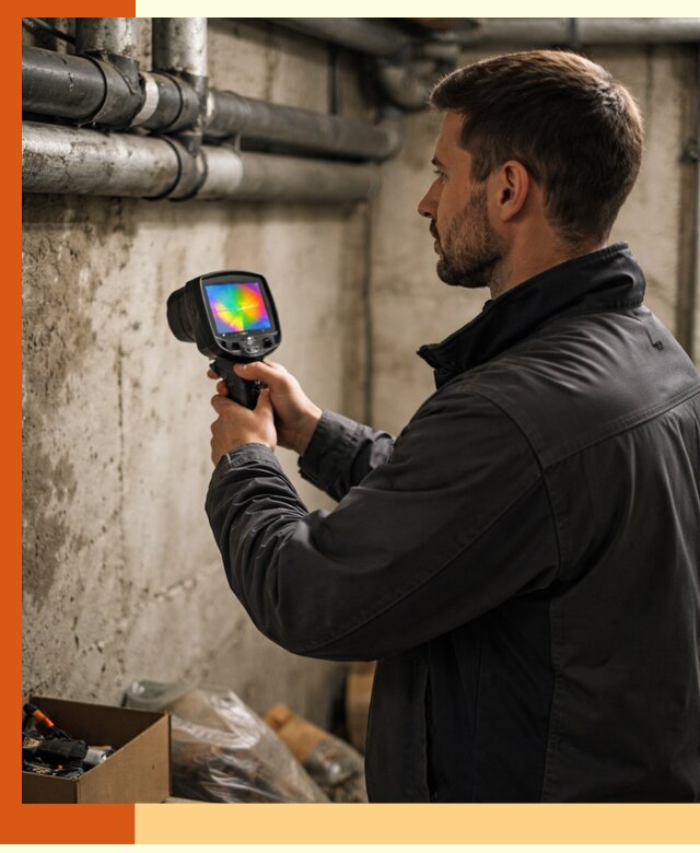 Тепловизионное обследование подвала в Нефтекамске для поиска утечек тепла