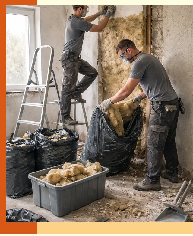 Демонтаж старого утеплителя и вывоз отходов в Нефтекамске