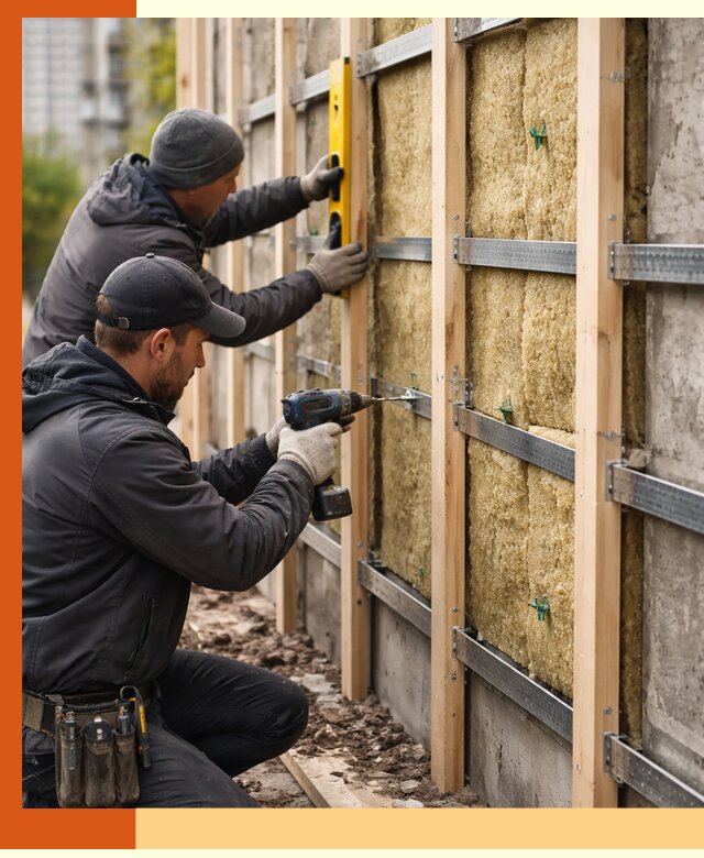 Монтаж обрешетки под утепление зданий и квартир в Нефтекамске